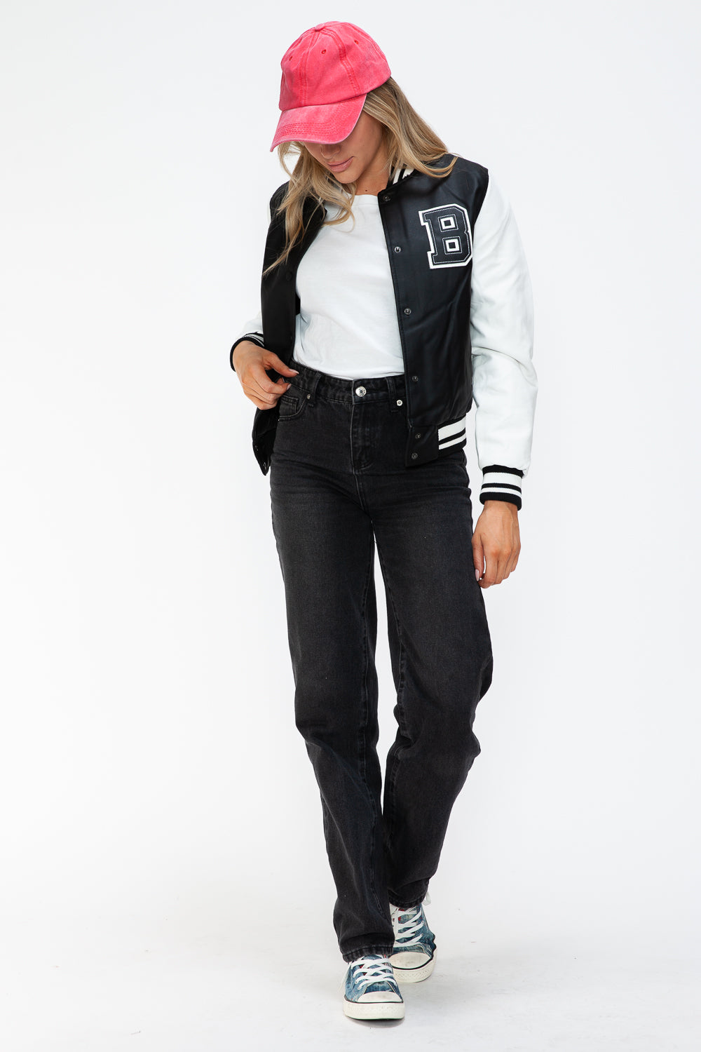 Contrast Snap Down Bomber Jacket