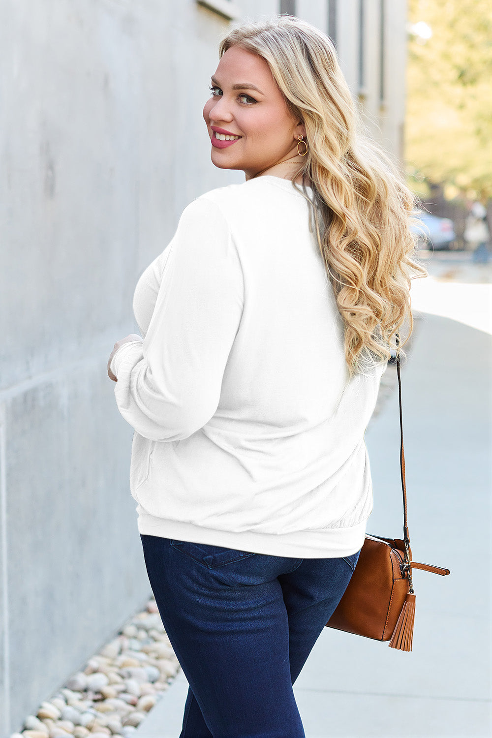 Full Size V-Neck Lantern Sleeve Top