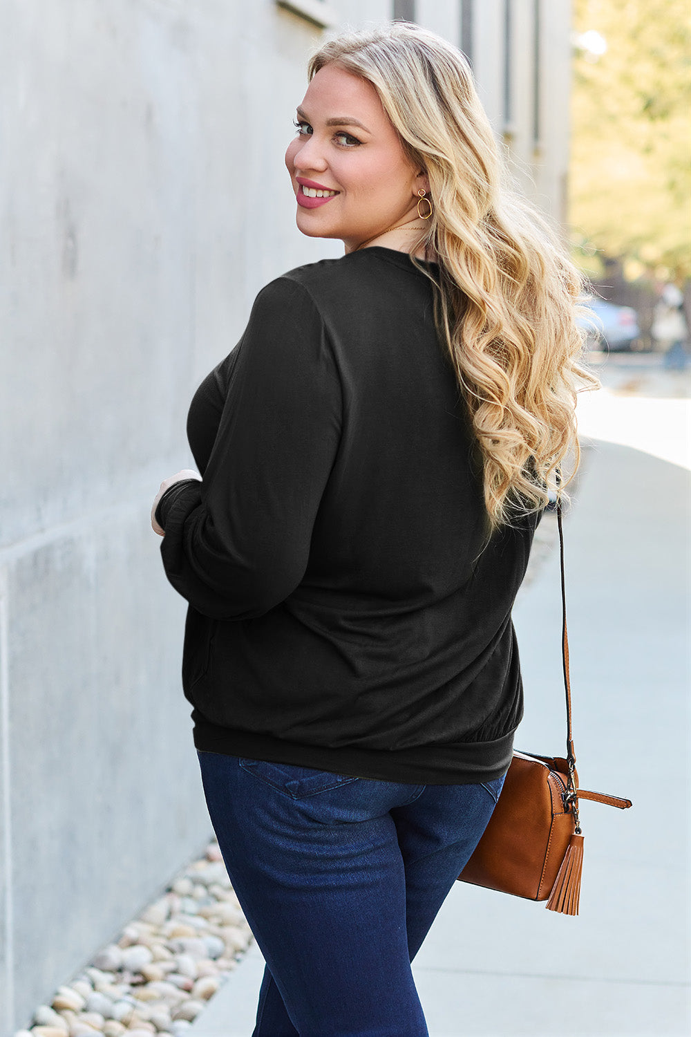 Full Size V-Neck Lantern Sleeve Top