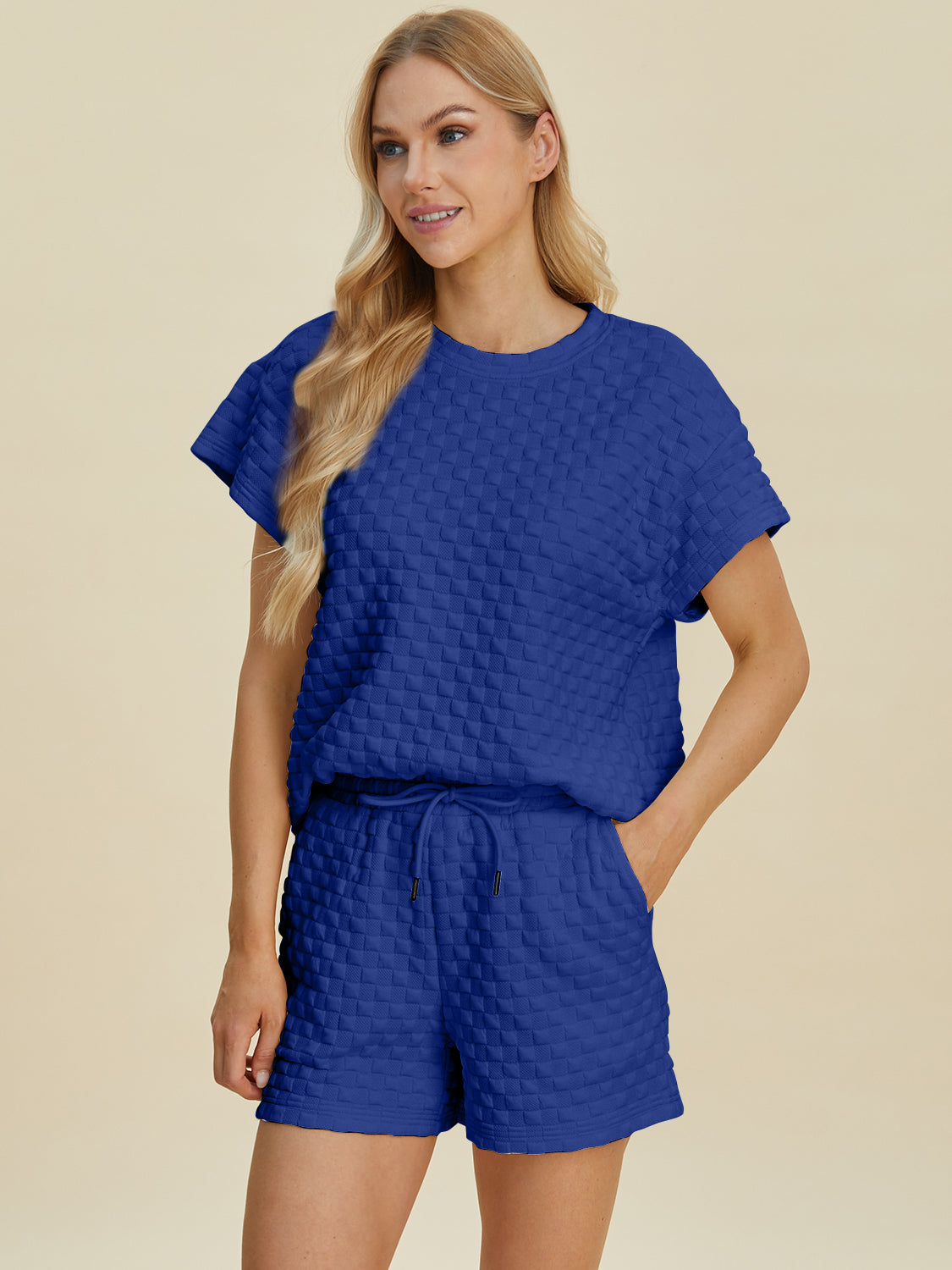 Full Size Texture T-Shirt and Shorts Set