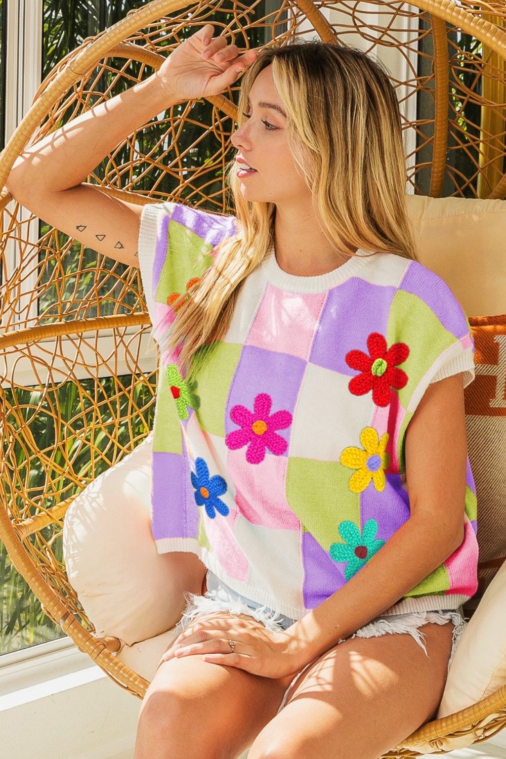 Flower Patch Chickened Sweater Vest
