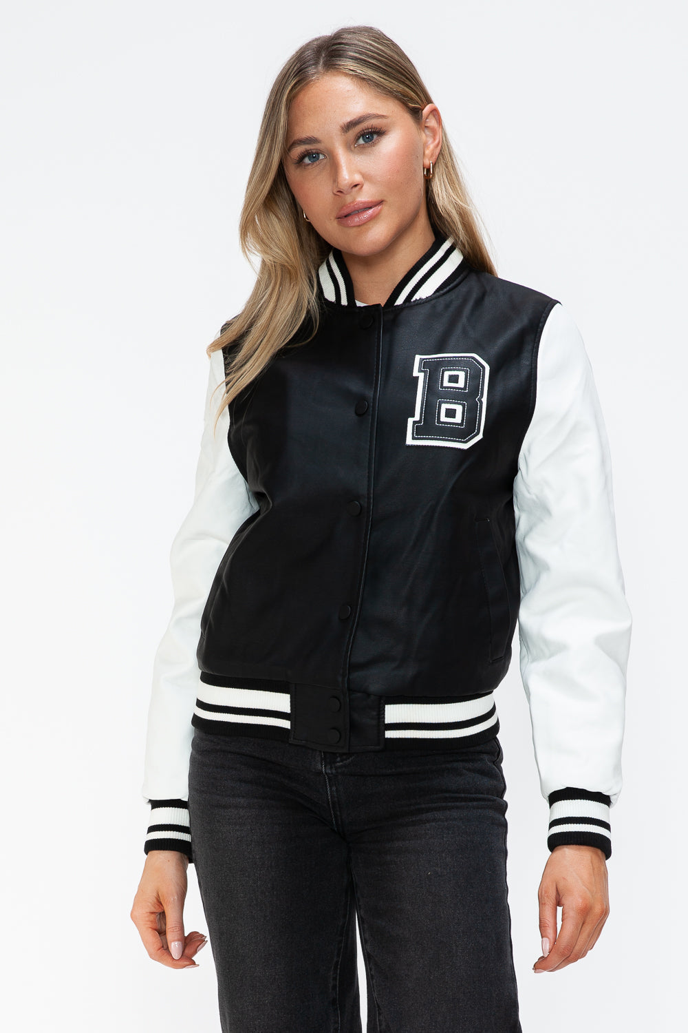 Contrast Snap Down Bomber Jacket