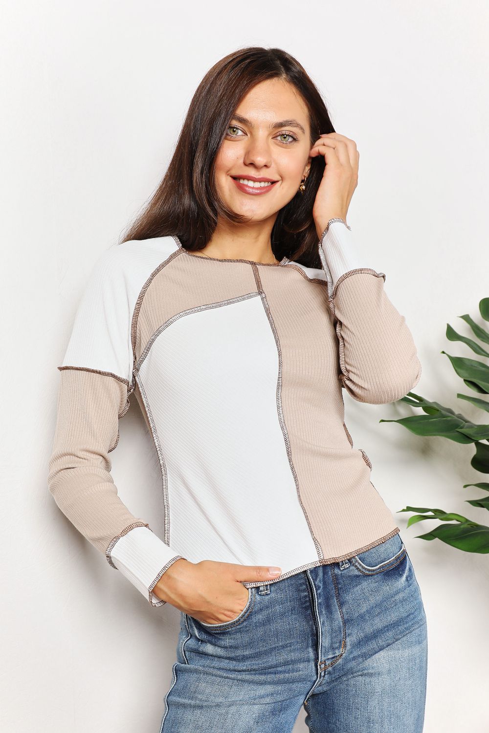 Colour Block Exposed Seam Top