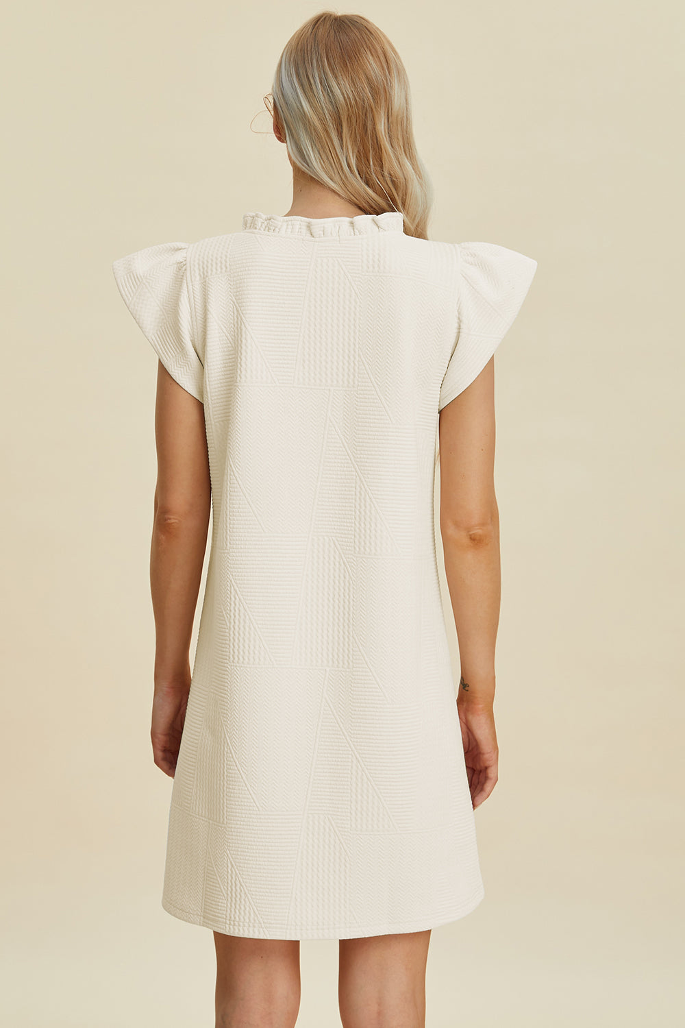 Full Size Ruffled V-Neck Cap Sleeve Dress