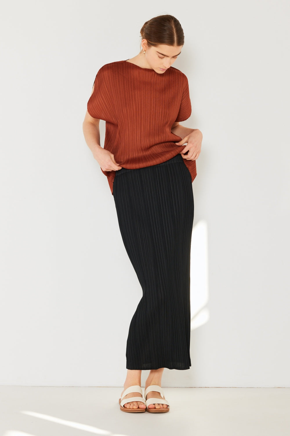 West Swim Pleated Midi Pencil Skirt