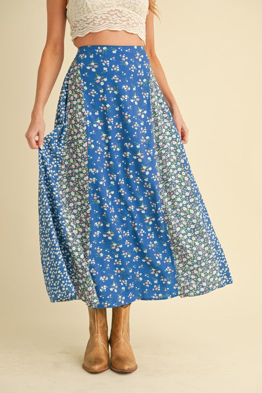 Floral Elastic Waist Maxi Skirt