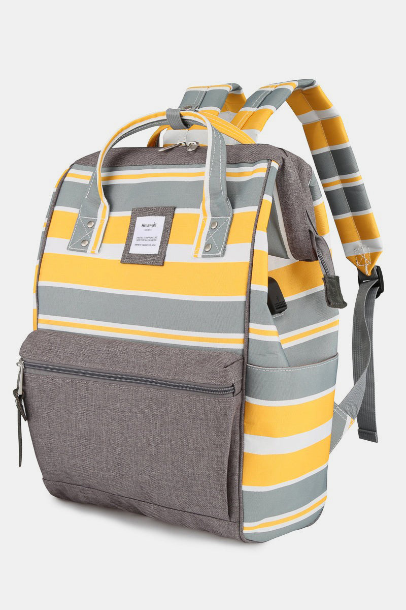 striped waterproof nylon backpack bag