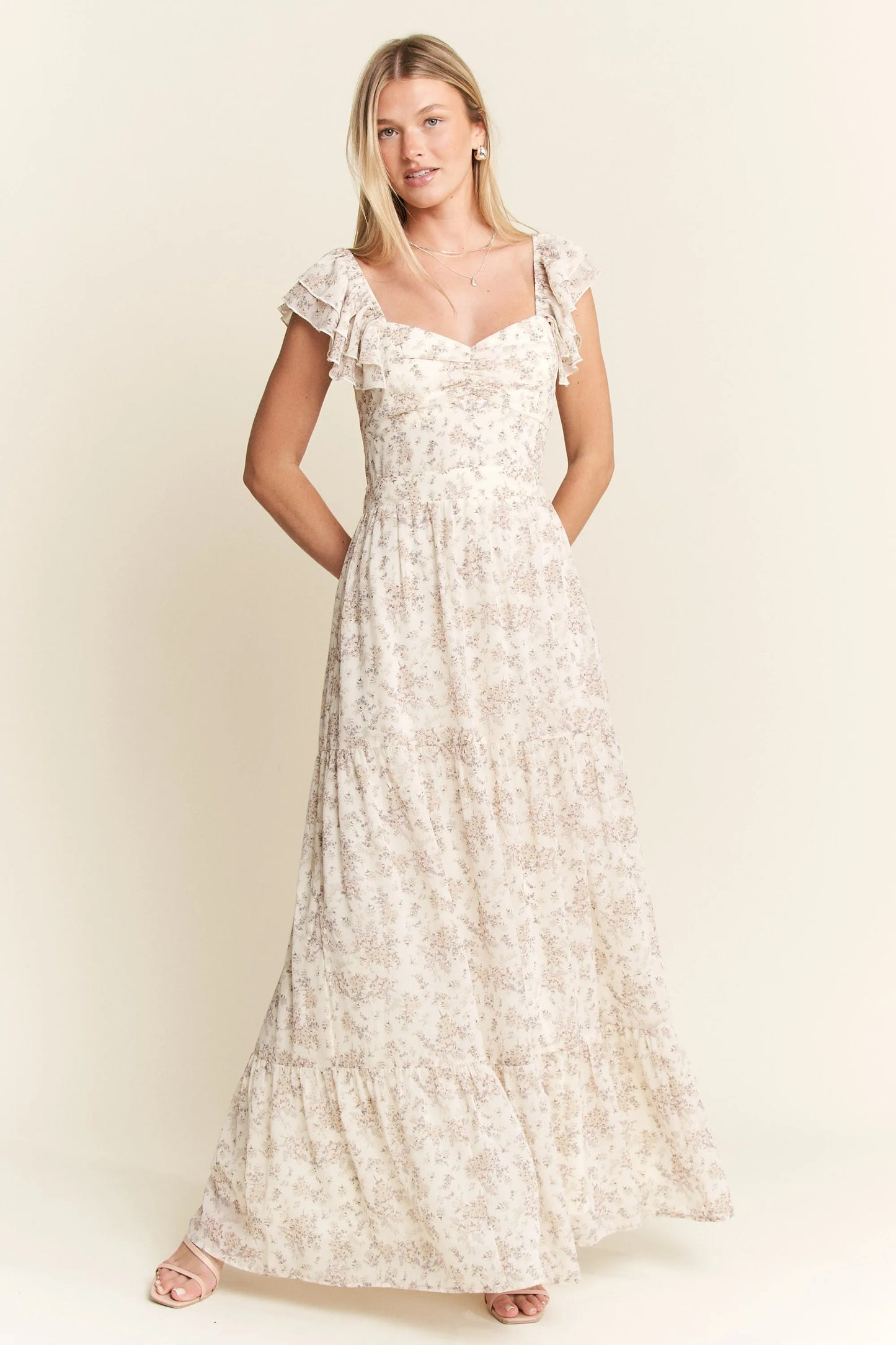 Ruffle Sleeve Tiered Maxi Dress Plus Size
