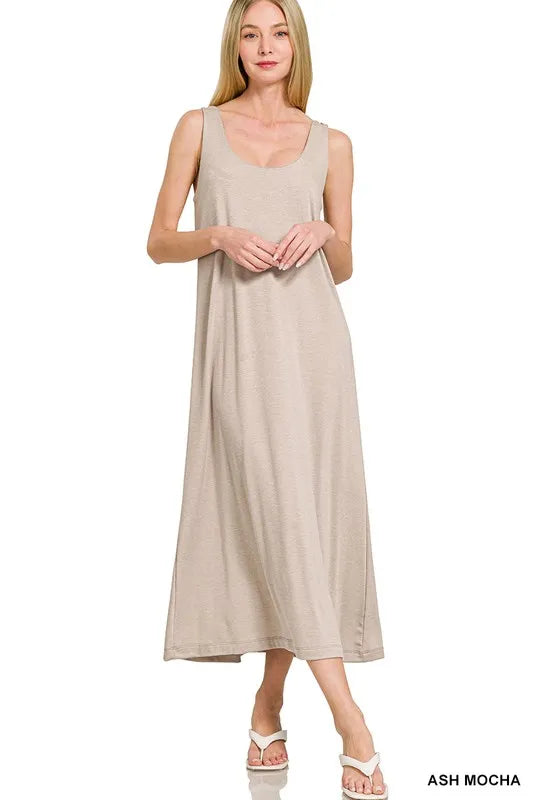 French Terry Twisted Strap Midi Dress