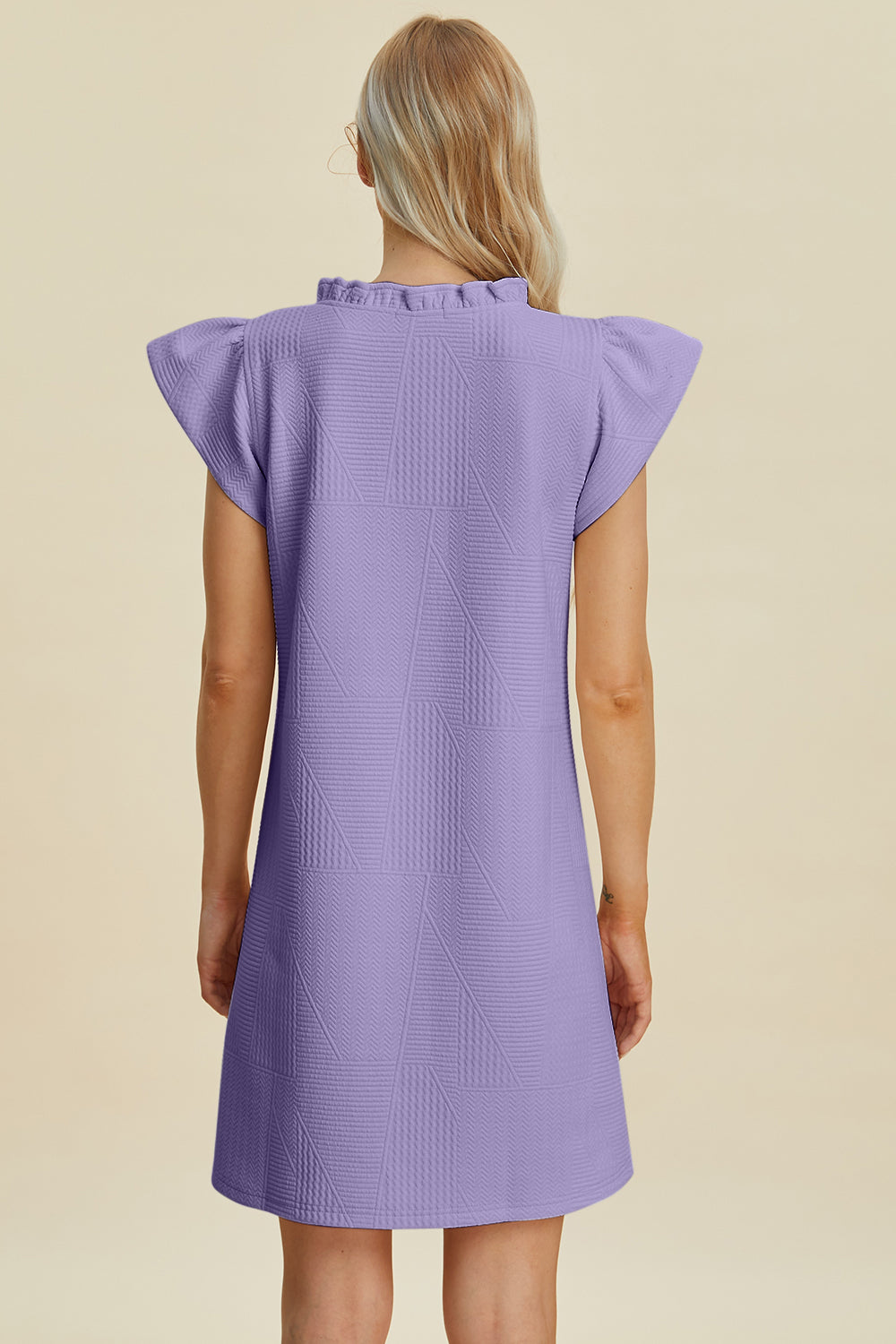 Full Size Ruffled V-Neck Cap Sleeve Dress
