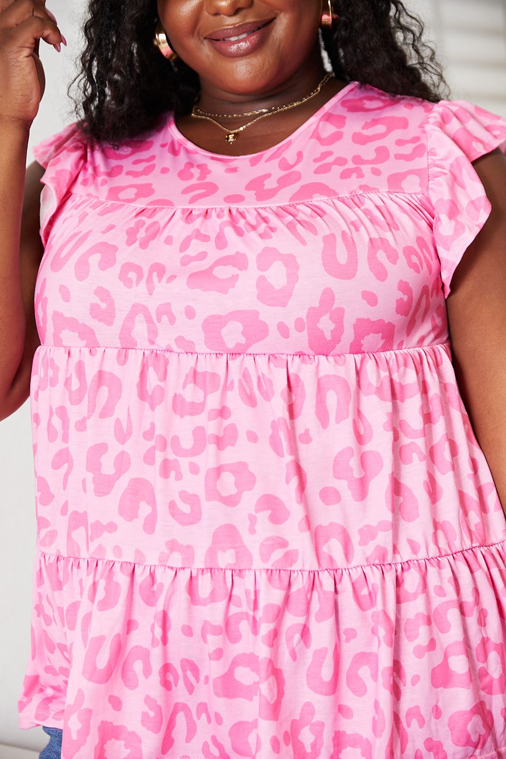 Round Neck Tiered Blouse