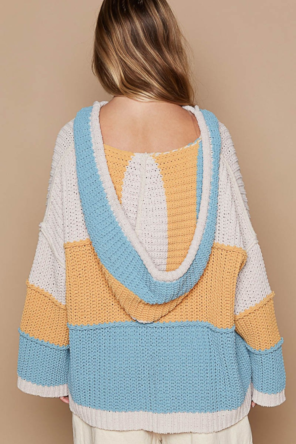 Colour Block Long Sleeve Hooded Sweater