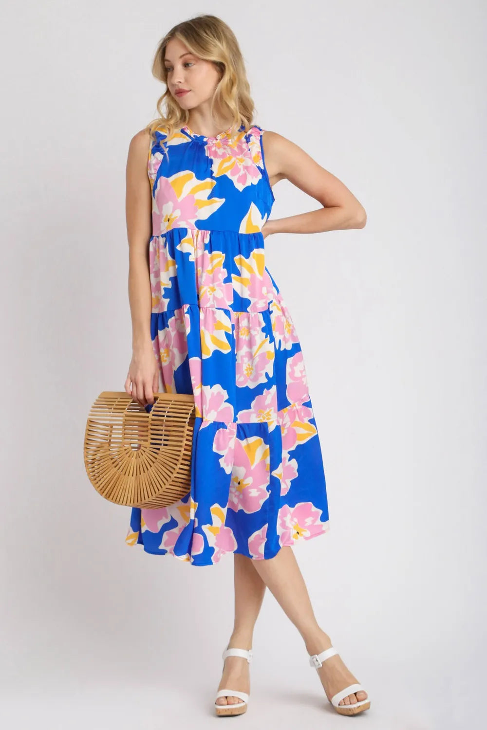 Floral Tiered Midi Tank Dress Plus Size