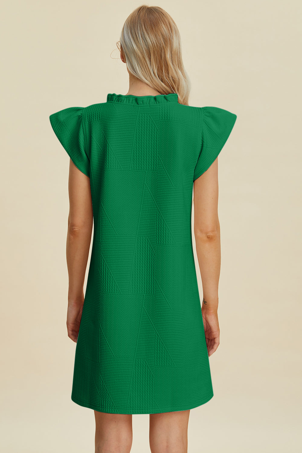 Full Size Ruffled V-Neck Cap Sleeve Dress
