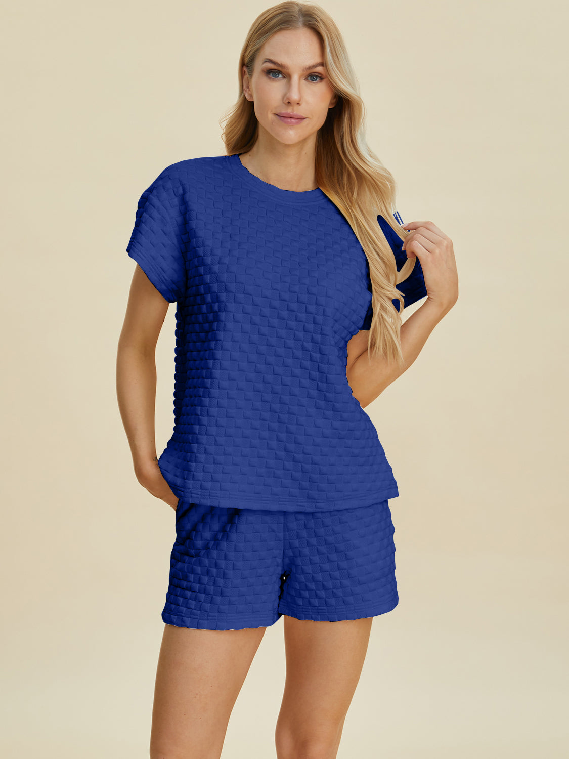 Full Size Texture T-Shirt and Shorts Set