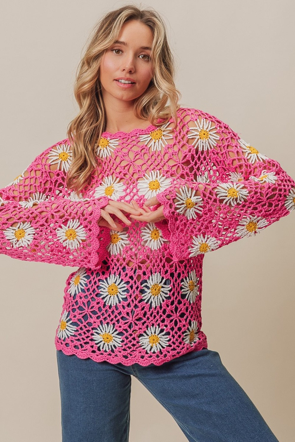 floral crochet net lace cover up