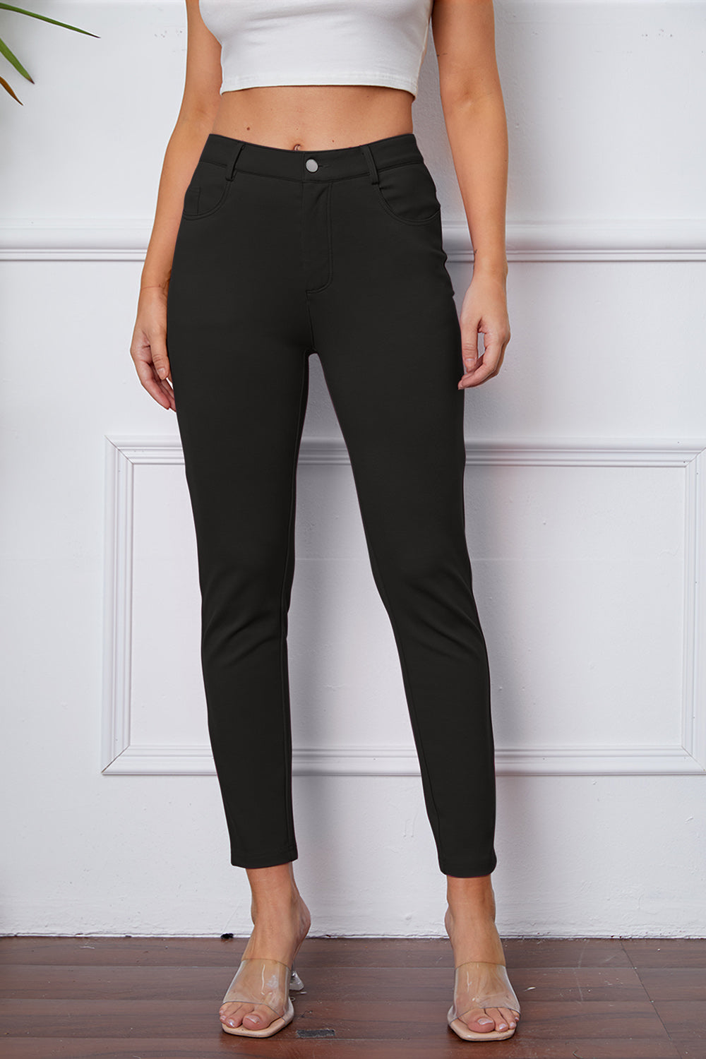 stretchy stitch pants by basic bae