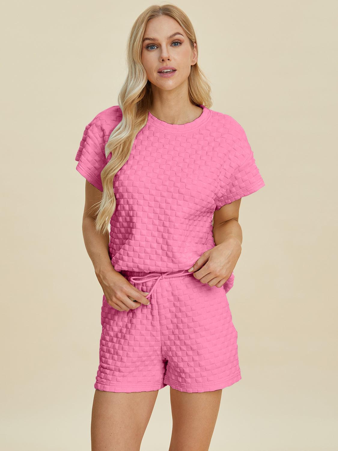 Full Size Texture T-Shirt and Shorts Set