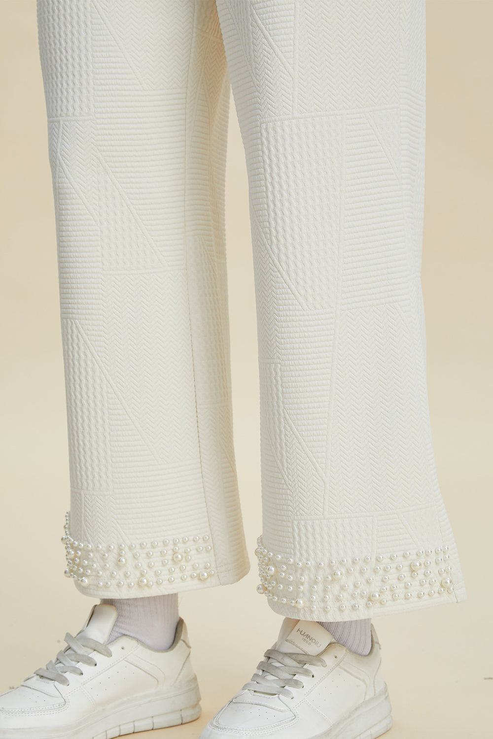 Full Size Pearl Detail Round Neck Top and Pants Set