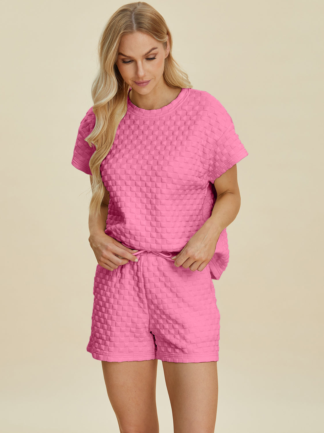 Full Size Texture T-Shirt and Shorts Set