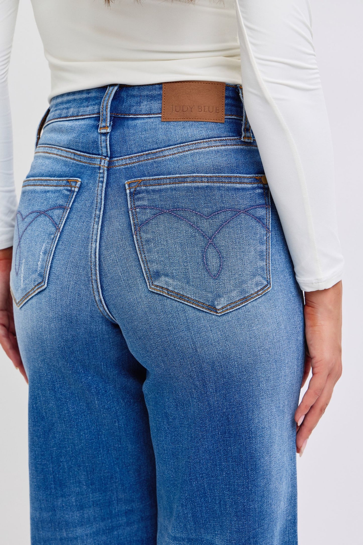 Full Size Distressed High Waist Wide Leg Jeans