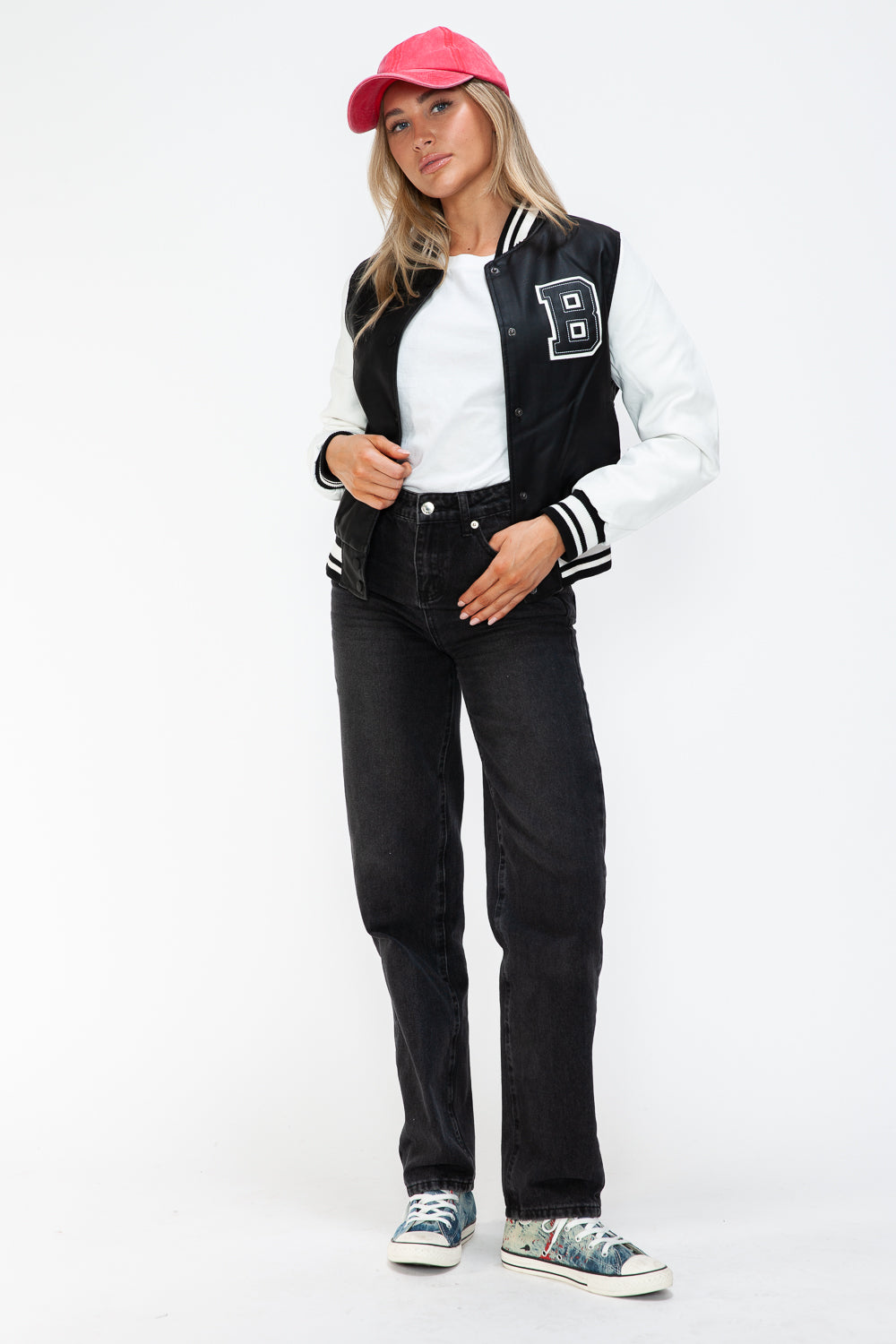 Contrast Snap Down Bomber Jacket