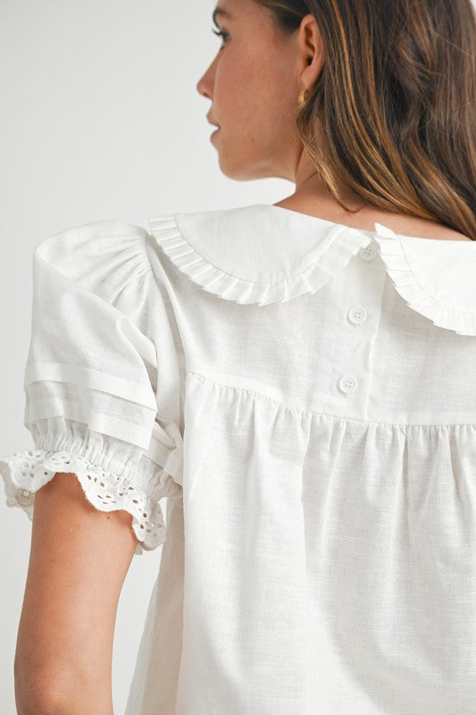 MABLE Peter Pan Collar Babydoll Blouse and Shorts Set