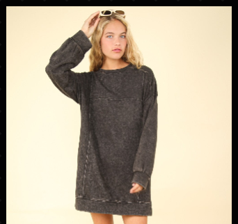 Mineral Washed Oversized Sweatshirt Mini Dress