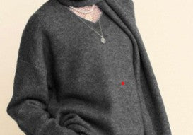 V-Neck Dropped Shoulder Sweater with Scarf Set....