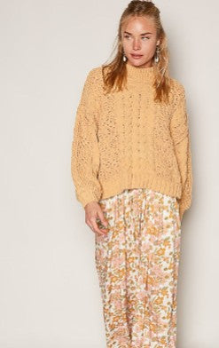 Mock Neck Cable Knit Sweater