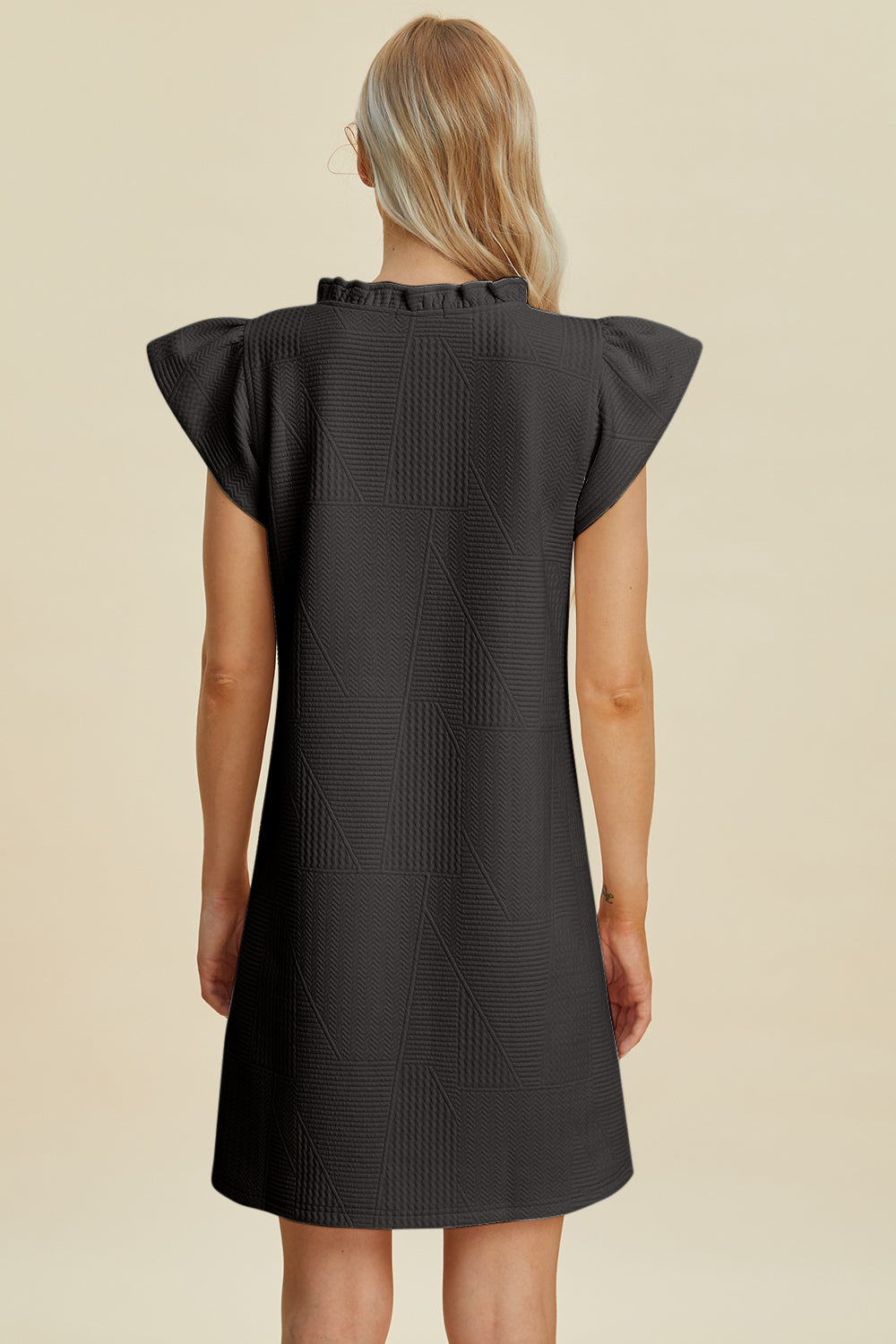 Full Size Ruffled V-Neck Cap Sleeve Dress