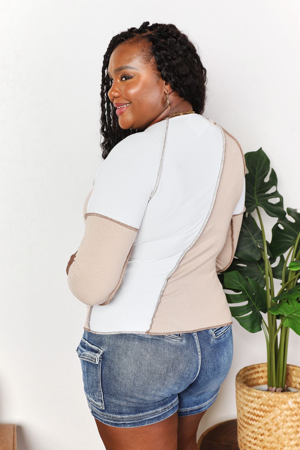 Colour Block Exposed Seam Top