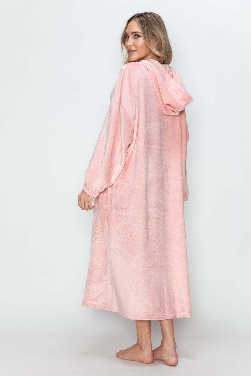 Full Size Pocketed Hooded Midi Lounge Dress
