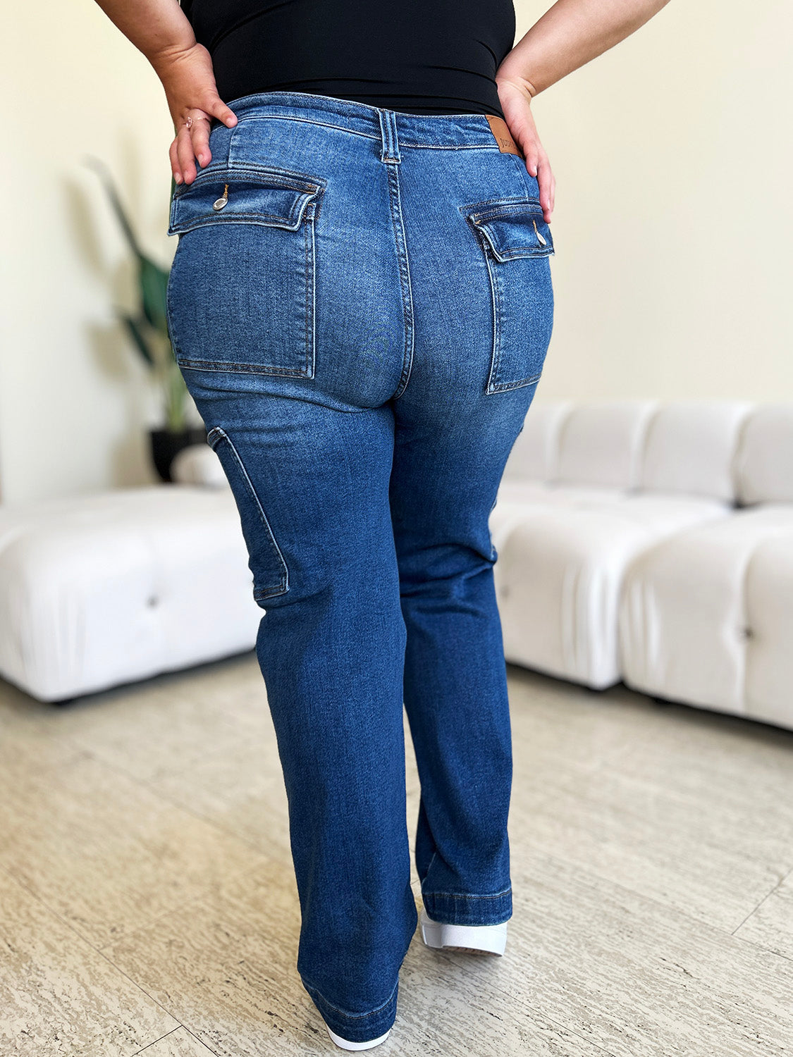 Full Size High Waist Cargo Jeans