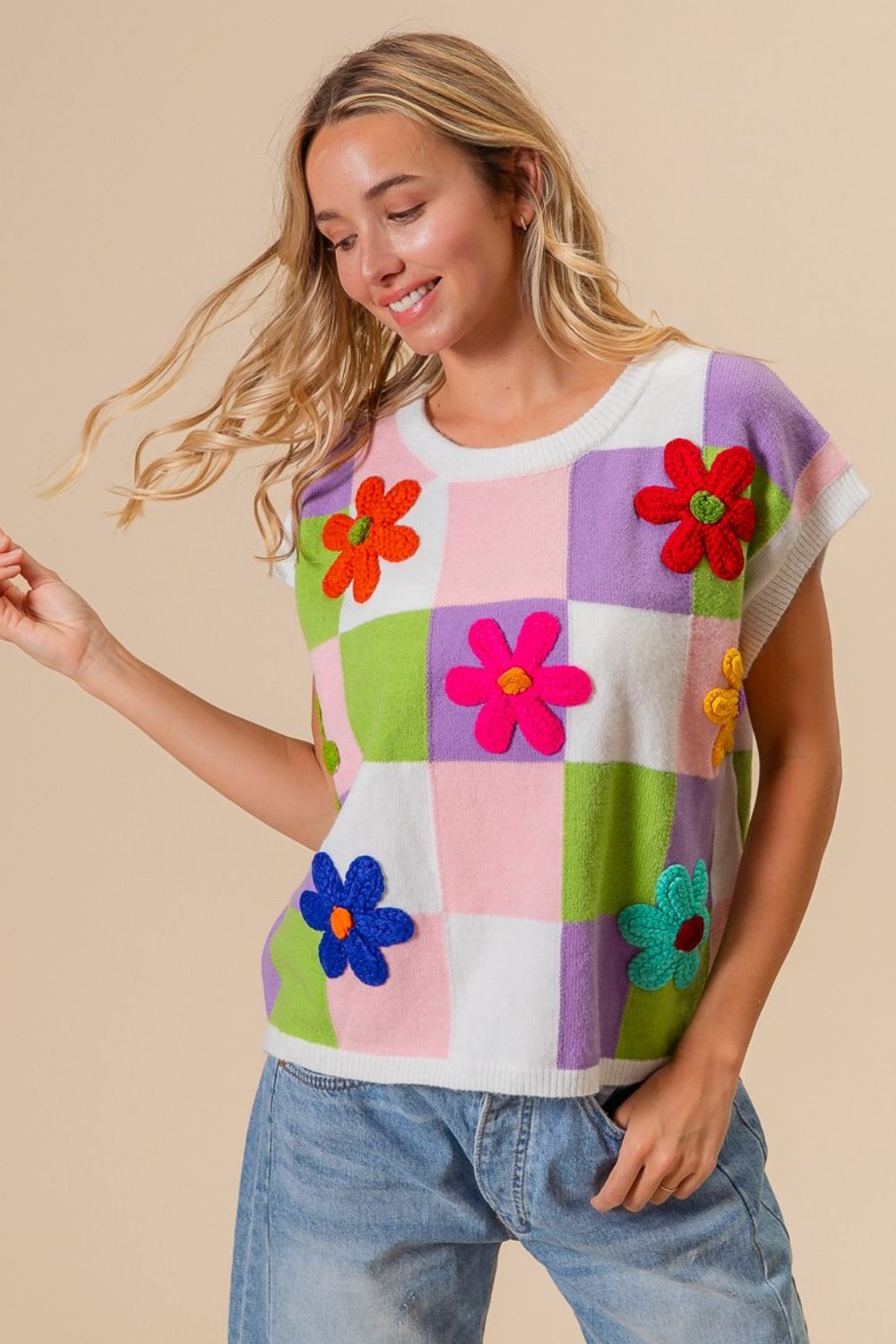 Flower Patch Chickened Sweater Vest