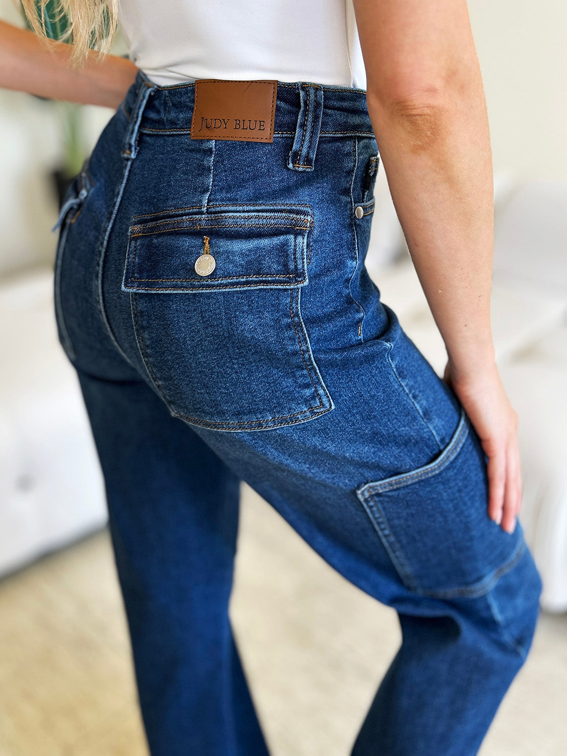 Full Size High Waist Cargo Jeans
