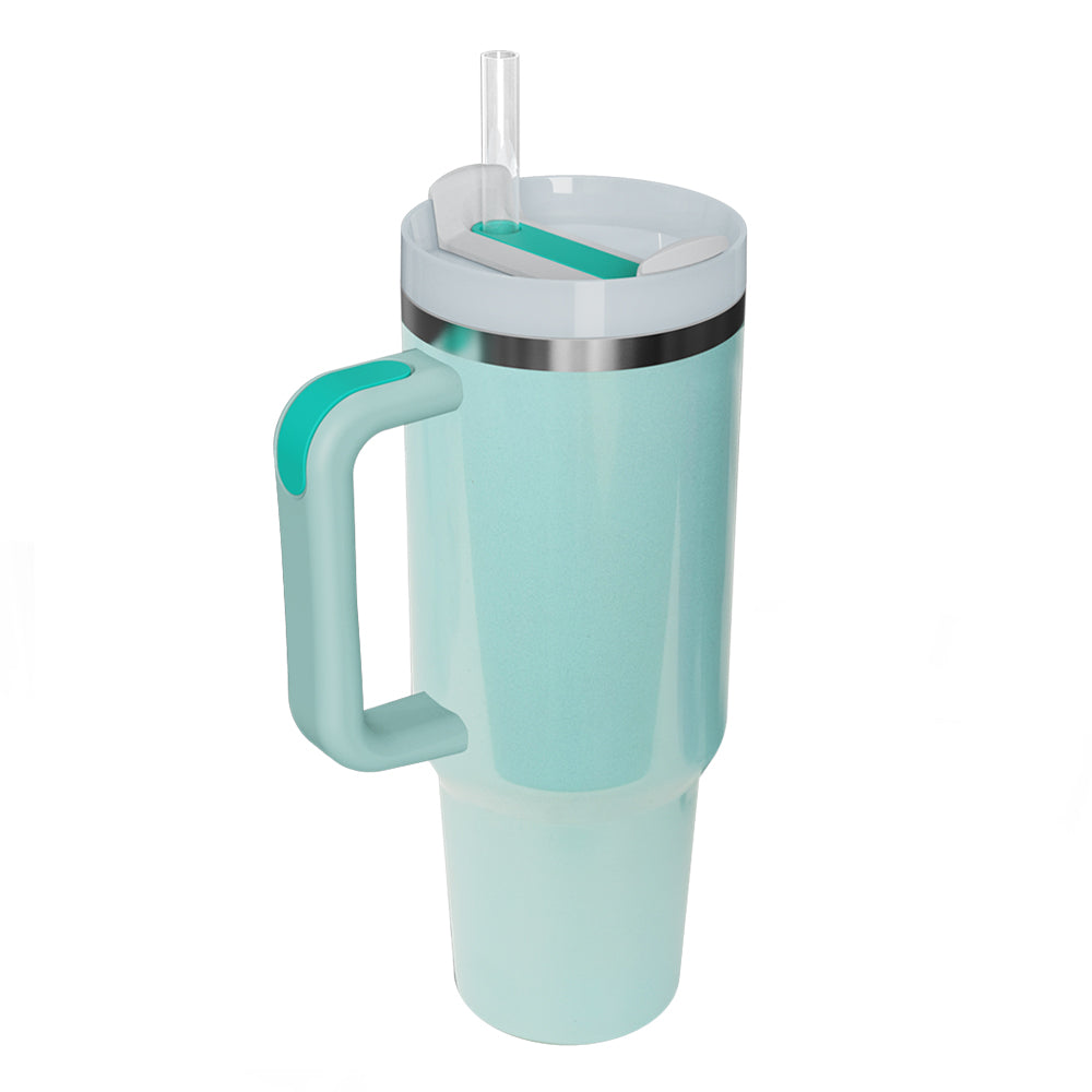 Stainless Steel Tumbler with Handle and Straw Hot Pink / One Size