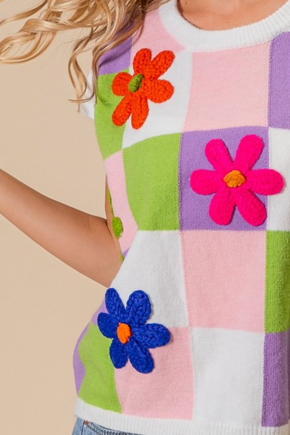 Flower Patch Chickened Sweater Vest