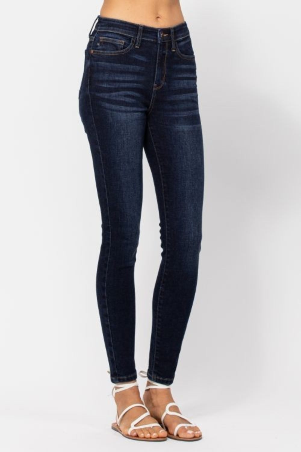 Full Size High Waist Handsand Skinny Jeans