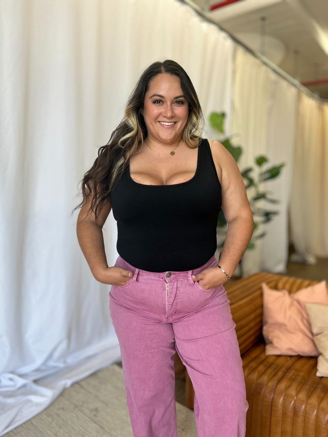 Full Size High Rise Garment Dye Wide Leg Jeans
