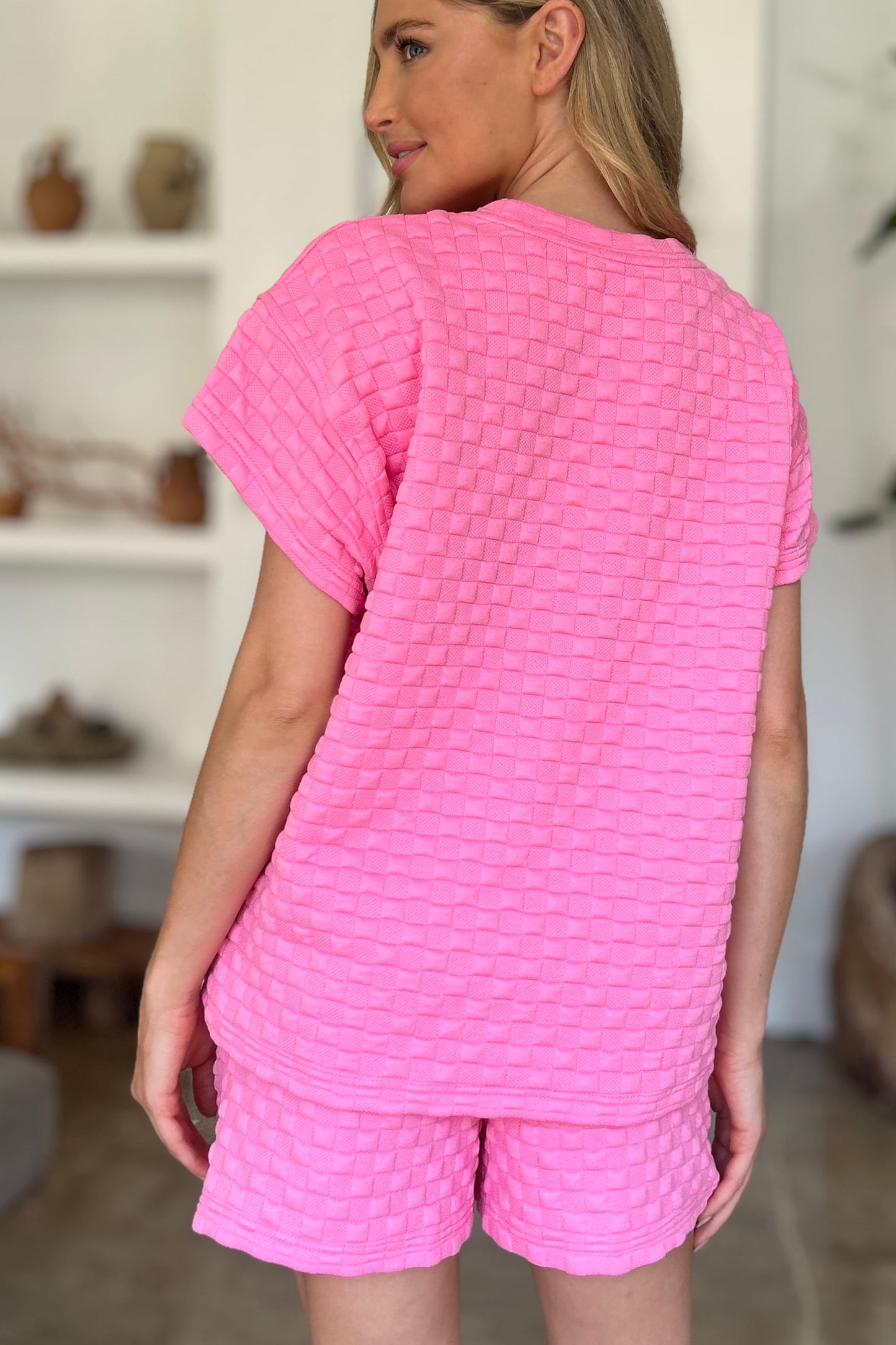 Full Size Texture T-Shirt and Shorts Set