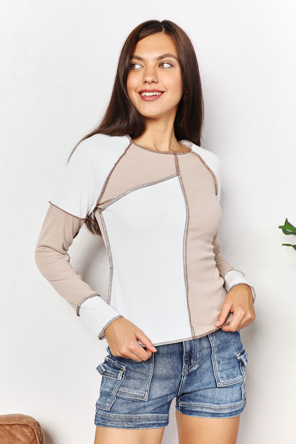 Colour Block Exposed Seam Top