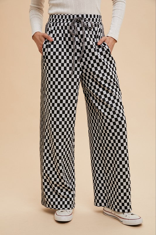 Drawstring Chickened Wide Leg Pants