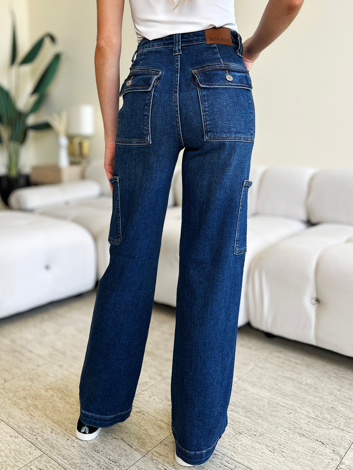 Full Size High Waist Cargo Jeans