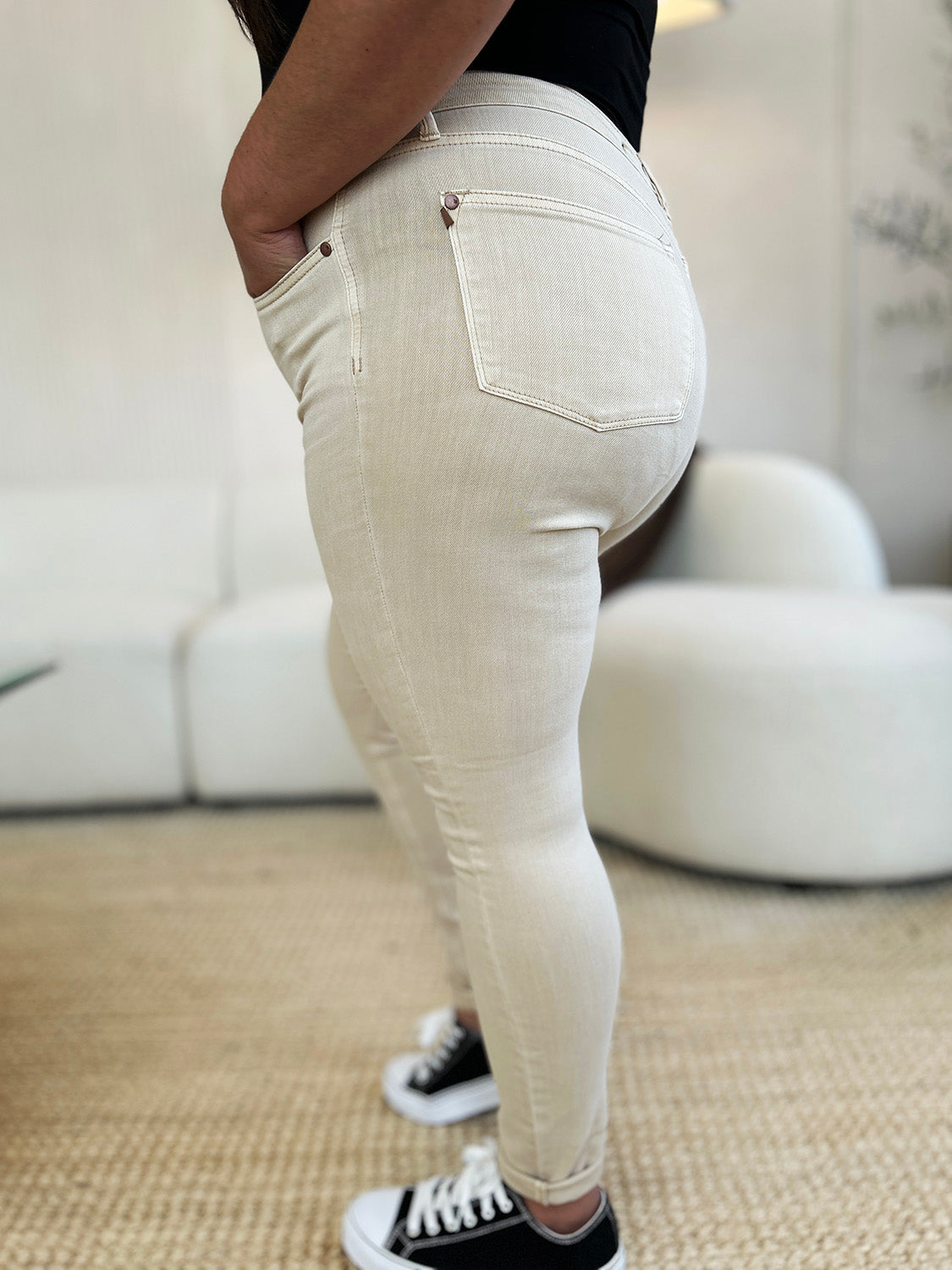 Full Size Garment Dyed Tummy Control Skinny Jeans