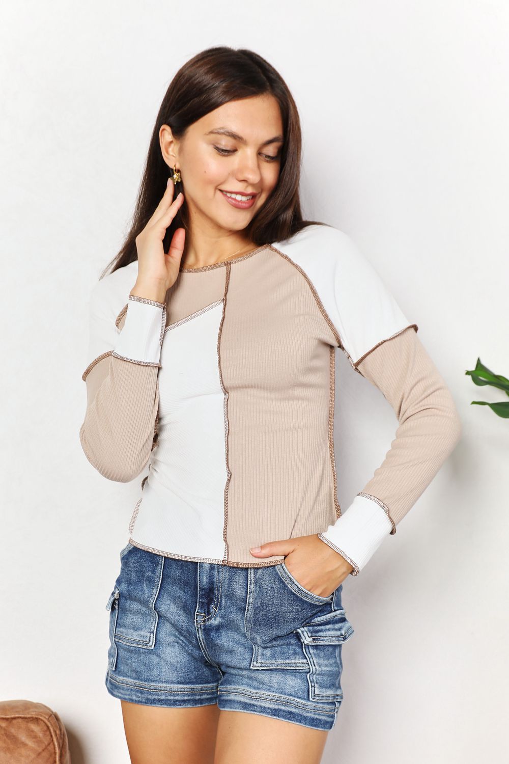 Colour Block Exposed Seam Top