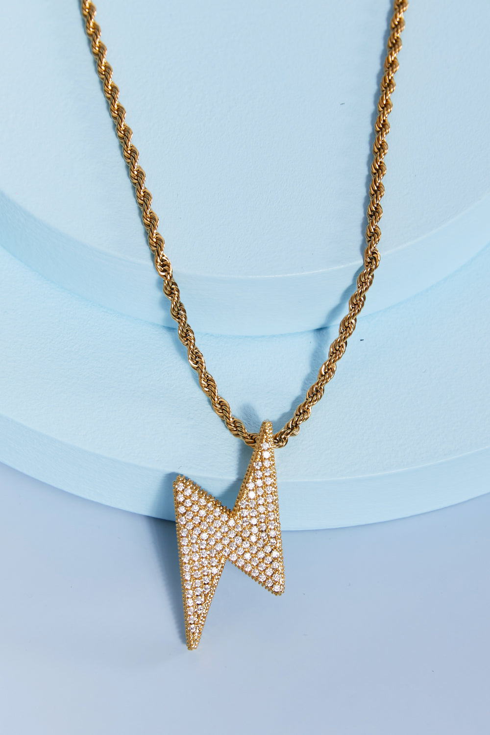brass lightning pendant necklace