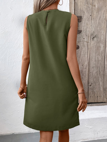 Ivy Lane Pocketed Round Neck Sleeveless Mini Dress