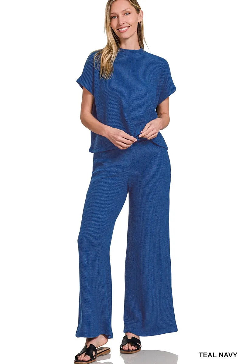 Sweater Boxy Top & Long Pants Set