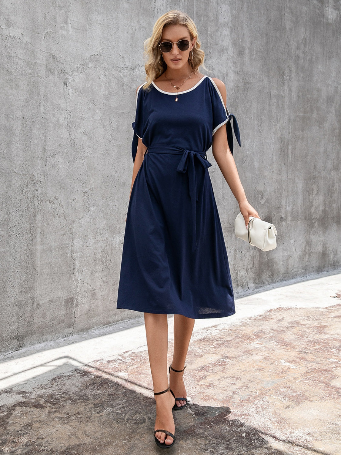 Ivy Lane Round Neck Cold Shoulder Dress